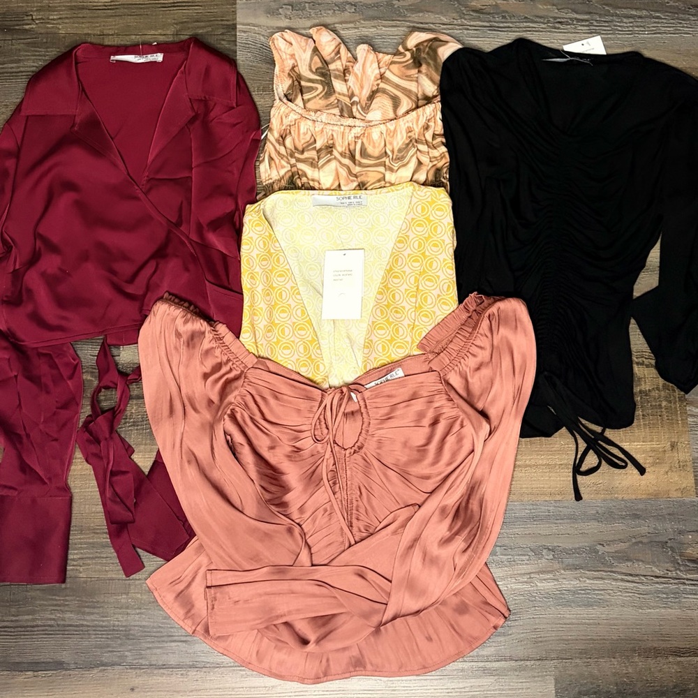 Anthropologie Sophie Rue Blouses Small Bundle Of 5 Fashion Chic Rouche Smocking‎